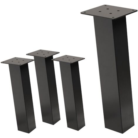 ML-Design Lot de 4 Pieds de Table Inclinés H42 cm, Gris Foncé Aspect Industriel, en Acier Laqué Époxy, Profil 8x8 cm, Design Forme en I Rectiligne, Inclinaison 96°, Protections de Sol Autocollantes