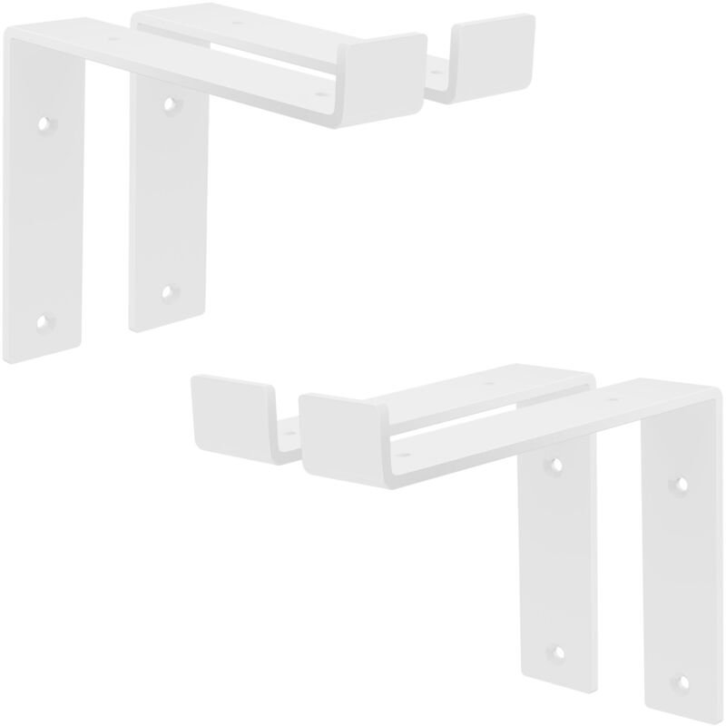 Ml-design - Lot de 4 Supports d'Étagère 20x4x14,5 cm, en Métal, Blanc, Style Industriel, Forme de l, Équerre pour Étagères Murales à 90 degrés,