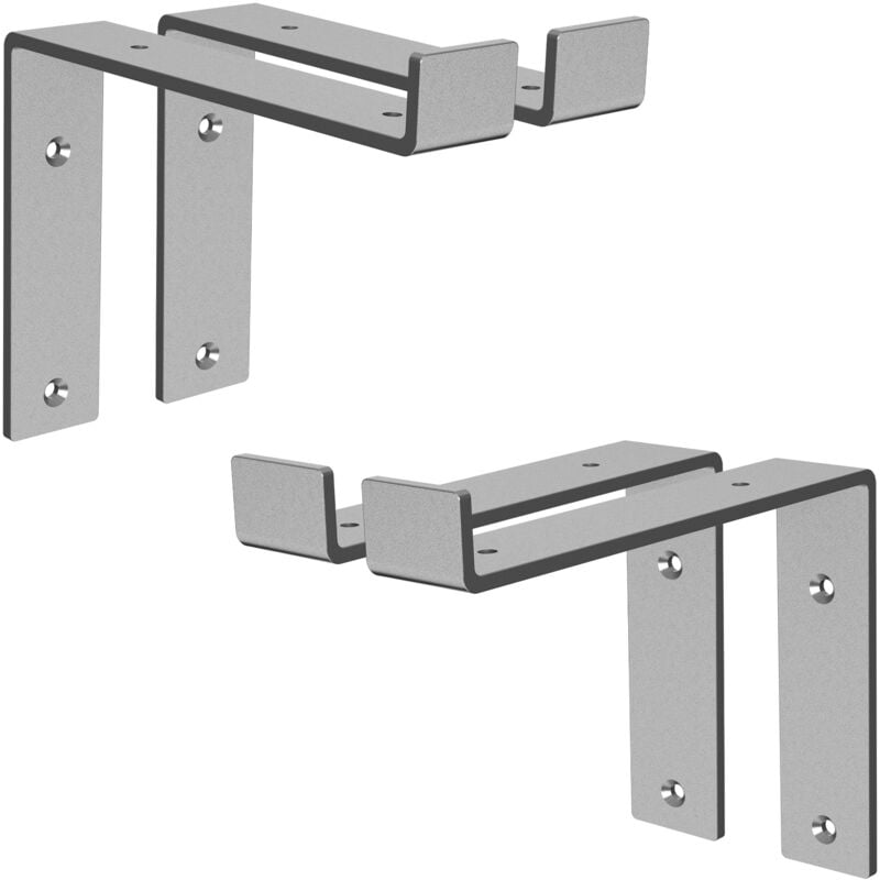 ML-Design Lot de 4 Supports d'Étagère 20x4x14,5 cm, en Métal, Gris, Style Industriel, Forme de L, Équerre pour Étagères Murales à 90 degrés,