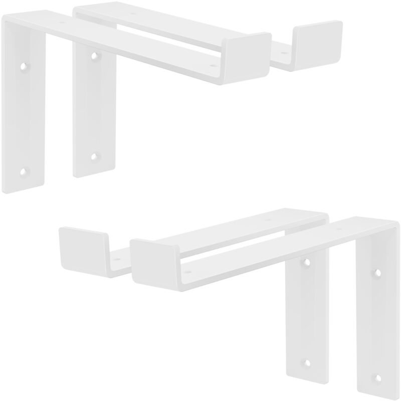 Ml-design - Lot de 4 Supports d'Étagère 25x4x14,5 cm, en Métal, Blanc, Style Industriel, Forme de l, Équerre pour Étagères Murales à 90 degrés,