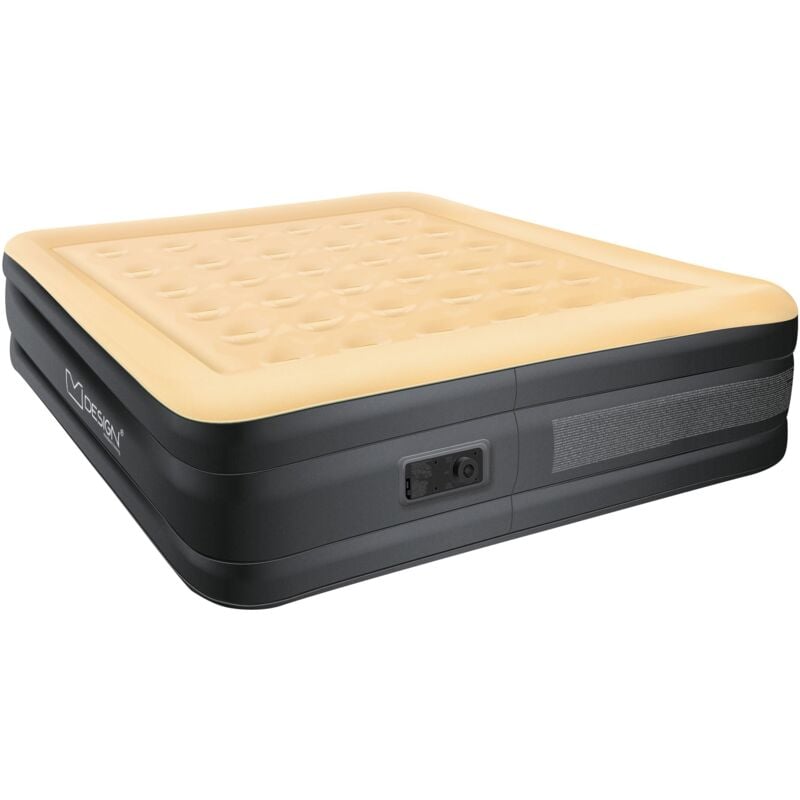 Matelas Gonflable pour 2 Personnes 203 x 157 x 47 cm, Certifié tüv, avec Pompe à Air Électrique 230V, Beige, Lit Simple Autogonflant, Résistant à