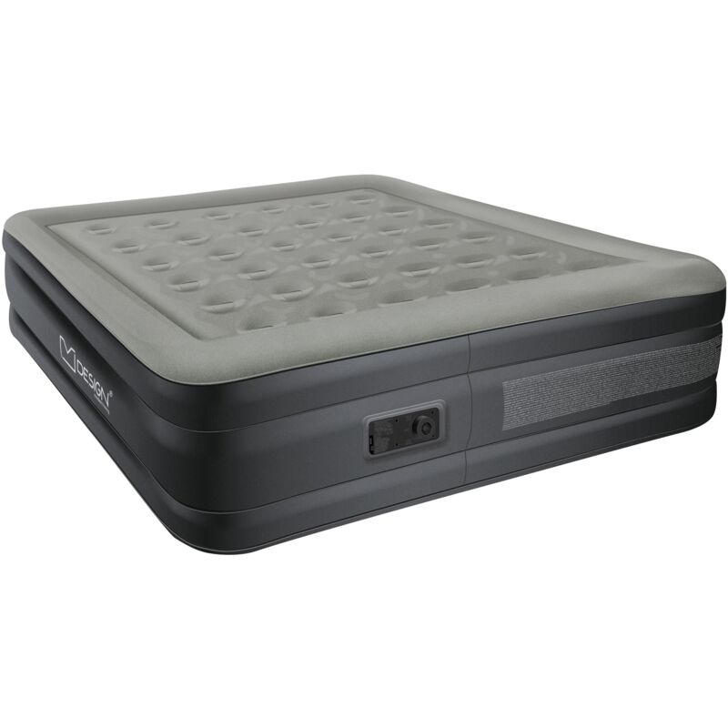 Matelas Gonflable pour 2 Personnes 203 x 157 x 47 cm, Certifié tüv, avec Pompe à Air Électrique 230V, Gris, Lit Simple Autogonflant, Résistant à