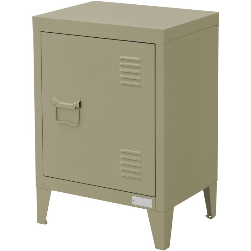 Ml-design - Nachttisch, Nachtschrank Olive, 40x30x58 Cm, Aus Stahl, Türgriff Links, Industriedesign, Metall Nachtkommode Für Schlafzimmer,