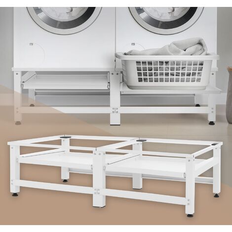 Pedestal doble para lavadora y secadora Bothel estante extraíble 124 x 54 x  37 cm blanco [en.casa]