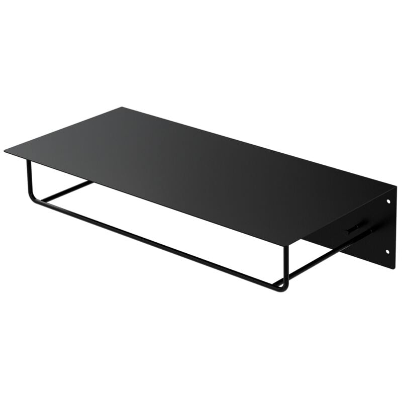 Ml-design - Portemanteau Mural avec Étagère Barre à Crochets, Tringle à Vêtements Porte-Chapeaux, 60x30x15cm, Noir Mat, Métal, Panneau de Vestiaire