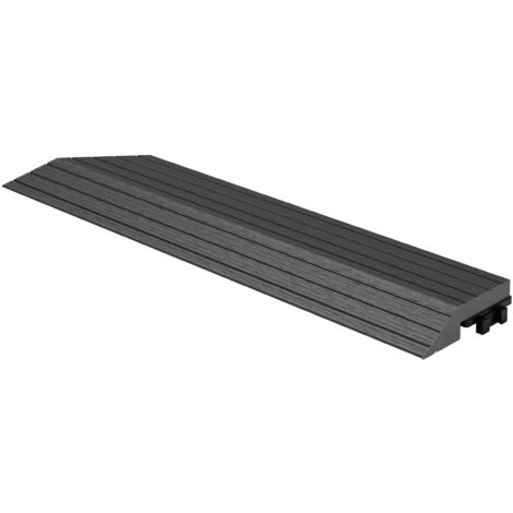 ML-Design Profilo Angolare Sinistro WPC 38x2x7,5 cm Antracite – Finitura per Pavimenti da Esterno Effetto Legno Antiscivolo con Drenaggio Resistente UV Facile da Montare per Terrazze e Giardini