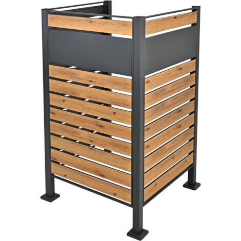 ML-Design Recinzione per Bidoni della Spazzatura Pattumiera Cassonetti Rifiuti 91 x 91 x 150 cm in Acciaio Antracite/Aspetto Legno Antiruggine Copertura Pannelli Componibili da Giardino