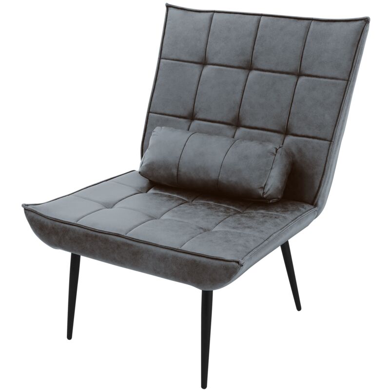 Ml-Design Sessel Anthrazit, Moderner Relaxsessel Mit Lendenkissen Für Wohnzimmer, Loungesessel Mit Metallbeinen, Retro Vintage Lesesessel Stuhl, Polstersessel
