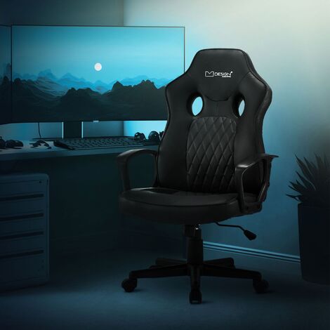 ML-Design Sedia da Gaming Ecopelle Nero Poltrona da Ufficio Ergonomica e  Confortevole Braccioli Poggiatesta Altezza Regolabile Reclinabile Girevole  Telaio in Legno Riciclato per Giocatori PC Gamers