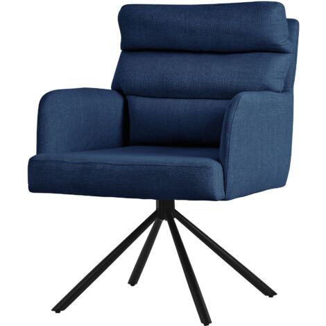 ML-Design Sedia da Pranzo Girevole Blu Scuro Sedia da Soggiorno con Braccioli e Schienale Poltroncina Girevole Posizione Auto Poltrona Imbottita con Cuscino e Rivestimento in Poliestere