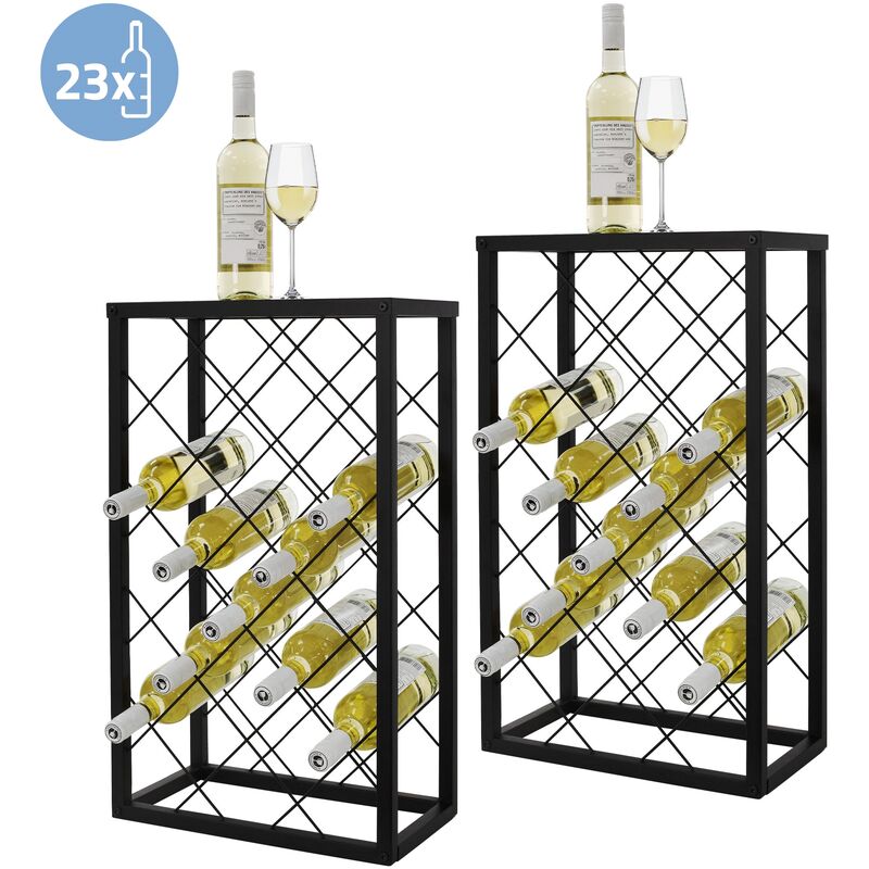 Image of Set 2x Cantinetta di Vino per 23 Bottiglie 40x22x68 cm Design a Filo Incrociato Portabottiglie Vintage Portabottiglie Autoportante in Metallo