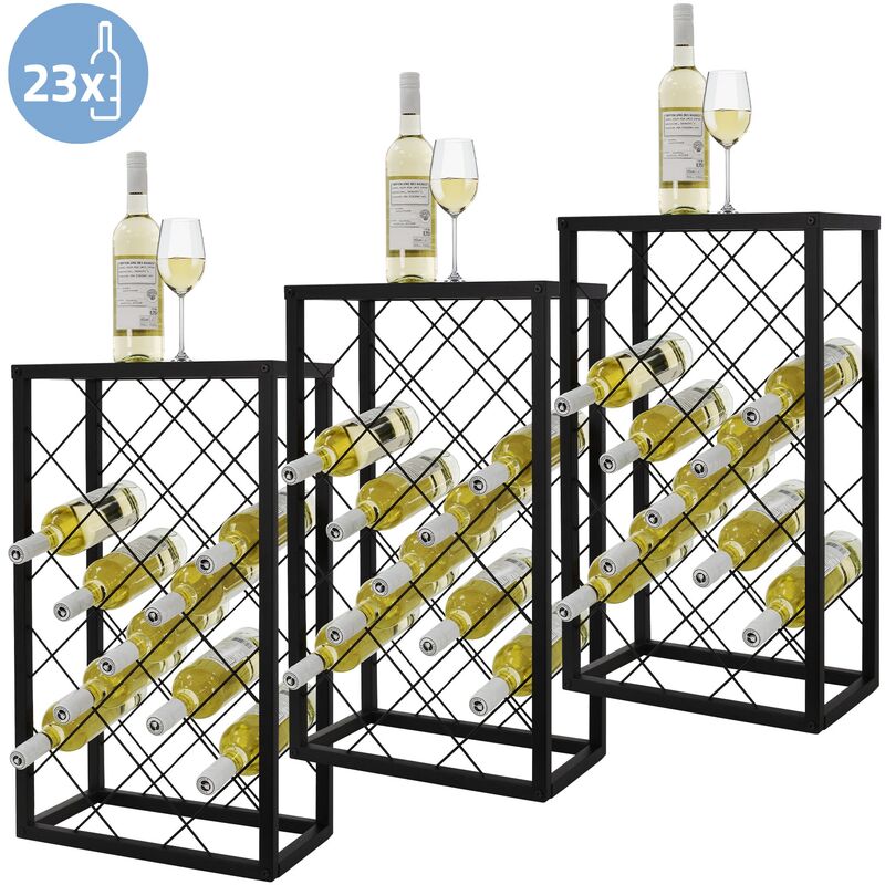 Image of Ml-design - Set 3x Cantinetta di Vino per 23 Bottiglie 40x22x68 cm Design a Filo Incrociato Portabottiglie Vintage Portabottiglie Autoportante in