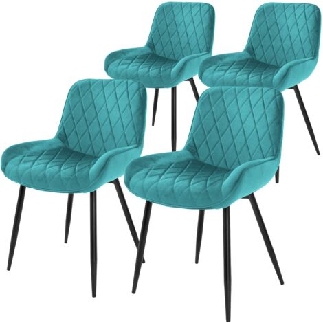ML-Design Set 4 Sedie da Pranzo Cucina con Schienale Blu Petrolio Poltroncina da Soggiorno Rivestimento in Velluto Seduta Imbottita Gambe in Metallo Design Moderno ed Elegante Sedia Scrivania Studio