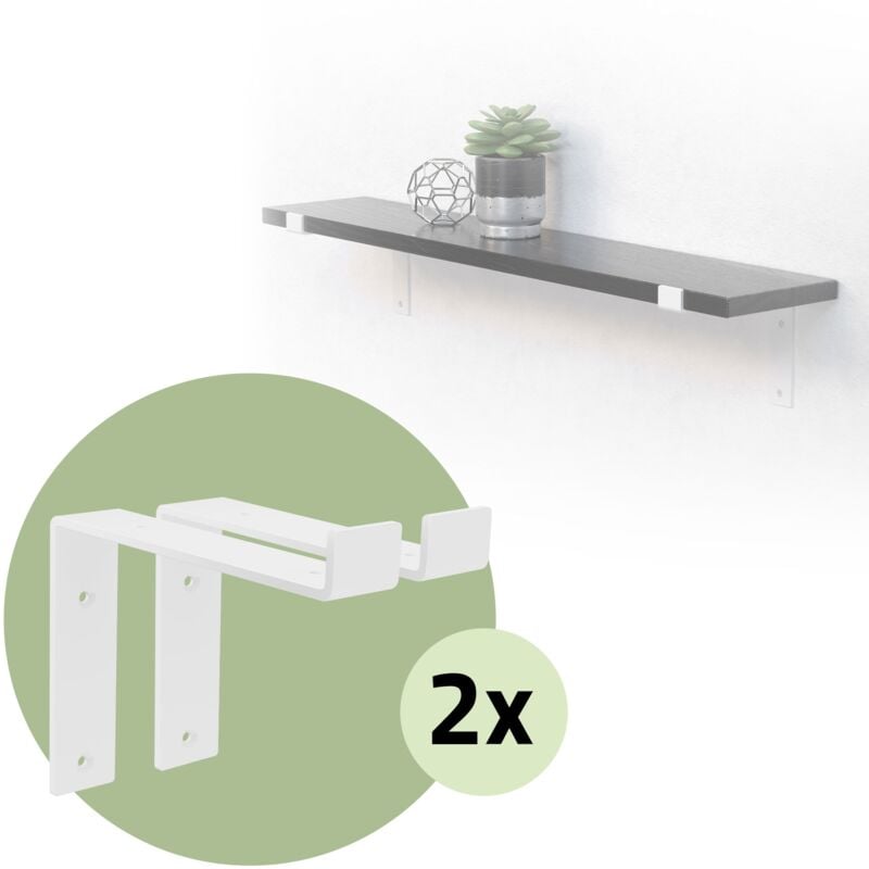 Image of Ml-design - Set 4 Staffe per Mensole a l in Metallo Bianco 20 x 4 x 14,5 cm Supporti Angolari per Ripiani Peso Massimo 50 kg con Materiale di