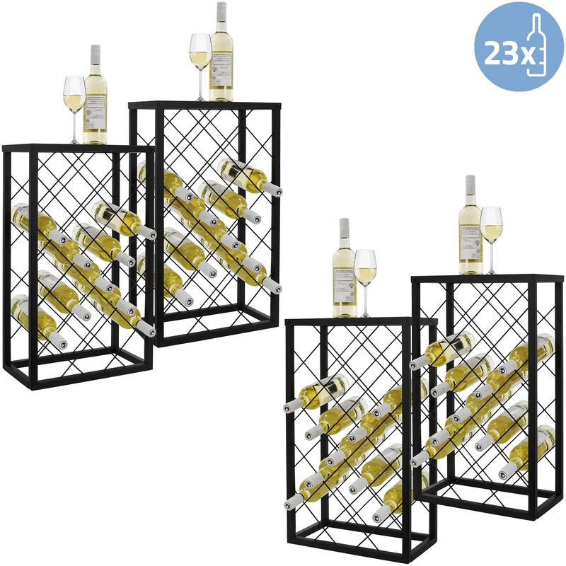 Image of Set 4x Cantinetta di Vino per 23 Bottiglie 40x22x68 cm Design a Filo Incrociato Portabottiglie Vintage Portabottiglie Autoportante in Metallo