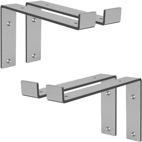 ML-Design Set de 4x Soporte de Estante 250 x 145 x 40 mm Gris de Metal Estilo Industrial en Forma de L Original para Estantería de Pared apto para Balda o Repisa Flotante, Proyectos DIY de Bricolaje