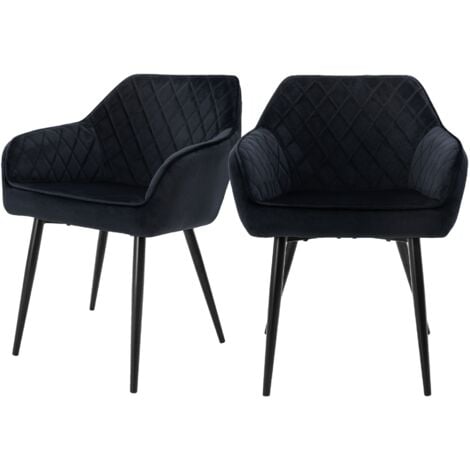ML-DESIGN Set 2 sedie imbottite sala da pranzo in velluto nero poltrone soggiorno