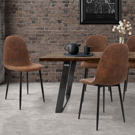 Set tavolo da pranzo e sedia marrone - 4x sedie da pranzo in velluto e  tavolo da