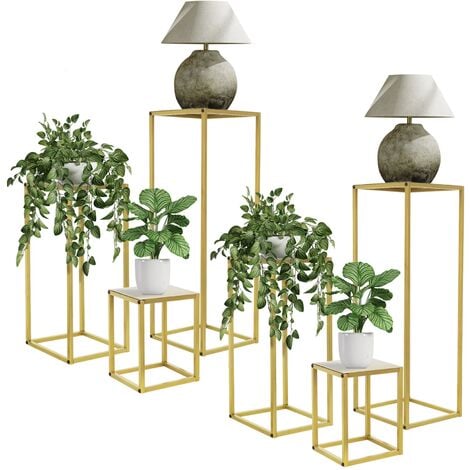Set di 3 Supporti per fiori portavasi piante in metallo oro 30/60/90 cm moderni