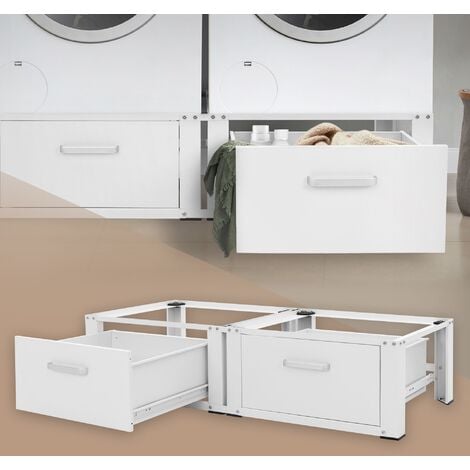 Accessoire pour appareil de lavage vidaXL Socle double pour lave-linge et  sèche-linge avec tiroirs Blanc