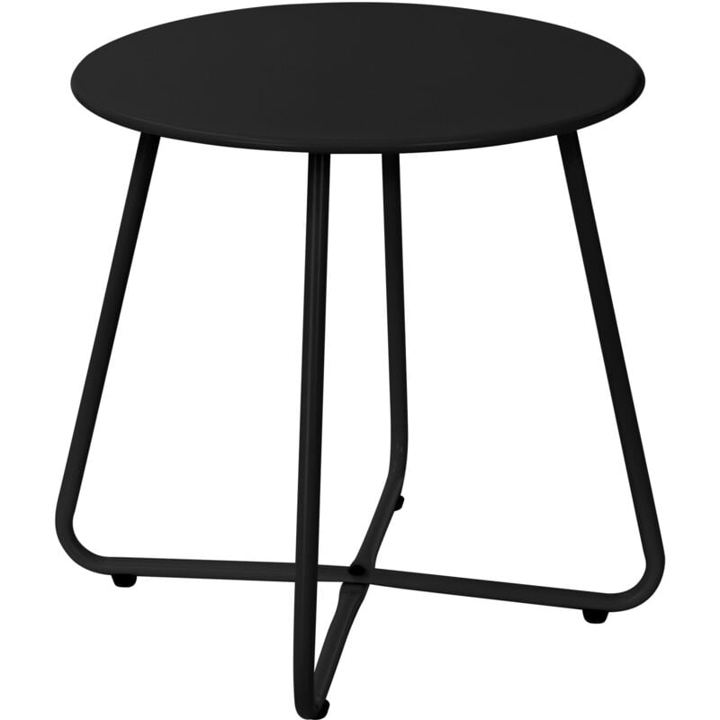 Ml-design - Table d'Appoint, Acier Noir, Table Basse Ronde Ø44,5x46H cm, Petite, Table de Salon avec Pieds Solides, Table de Nuit Stable,