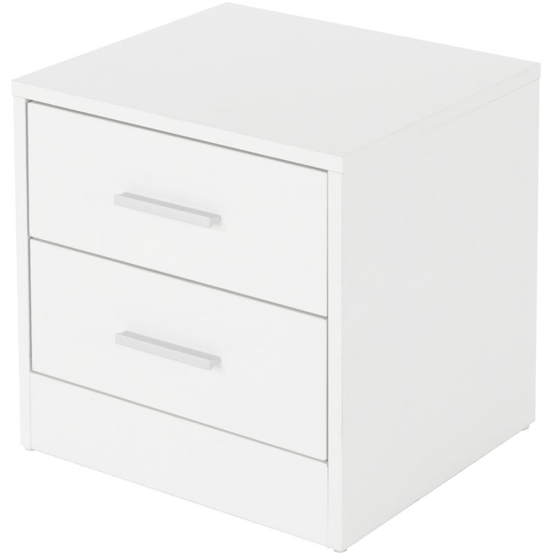 ML-Design Table de Chevet avec 2 Tiroirs, Blanc, 38 x 37 x 34 cm, en Bois, Table de Nuit