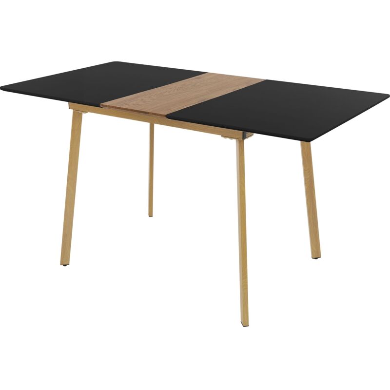 Table de Salle à Manger Extensible, Noir, 110/140x75x76,5 cm, pour 4-6 Personnes, Plateau en mdf, Piètement en Acier Thermolaqué, Rectangulaire, Table de Salle à Manger Extensible, Noir, 110/140x75x76,5 cm, pour 4-6 Personnes, Plateau en mdf, Piètement en Acier Thermolaqué, Rectangulaire,