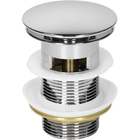 ECD GERMANY ML-Design Universal Ablaufgarnitur für Waschbecken & Waschtisch Ablaufventil mit Überlauf Messing verchromt Modernes Pop-Up Click Clack Ventil Abflussgarnitur Werkzeugloser Einbau Waschbeckenstöpsel