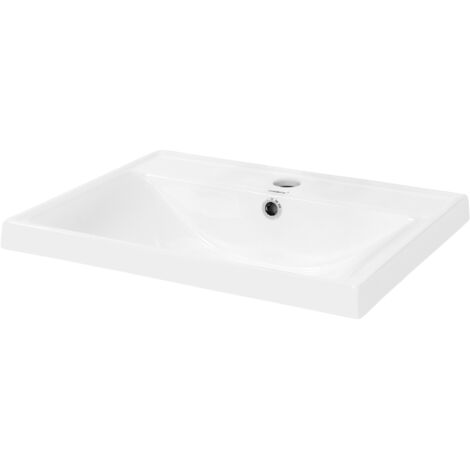 ML-Design Waschbecken Eckigform, 51x15,5x41,5 cm, Weiß, aus Keramik, mit Hahnloch und Überlauf, Aufsatzwaschbecken Waschschale Handwaschbecken für Badezimmer