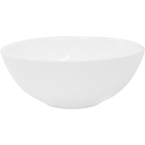 ML-Design Waschbecken Rundform, Ø 28x11,6 cm, Weiß glänzend, aus Keramik, mit Abflussloch, Aufsatzwaschbecken Waschplatz Handwaschbecken für Badezimmer/Gäste-WC