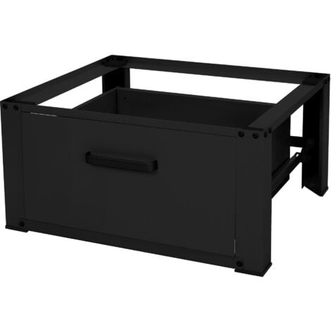 ML-Design Waschmaschinen Untergestell mit Schublade 63x54cm Stahl Schwarz bis 150kg, Waschmaschinen-Unterschrank, Stabiler Waschmaschinensockel, H=31,5cm Podest Erhöhung Unterbau Trockner/Kühlschrank