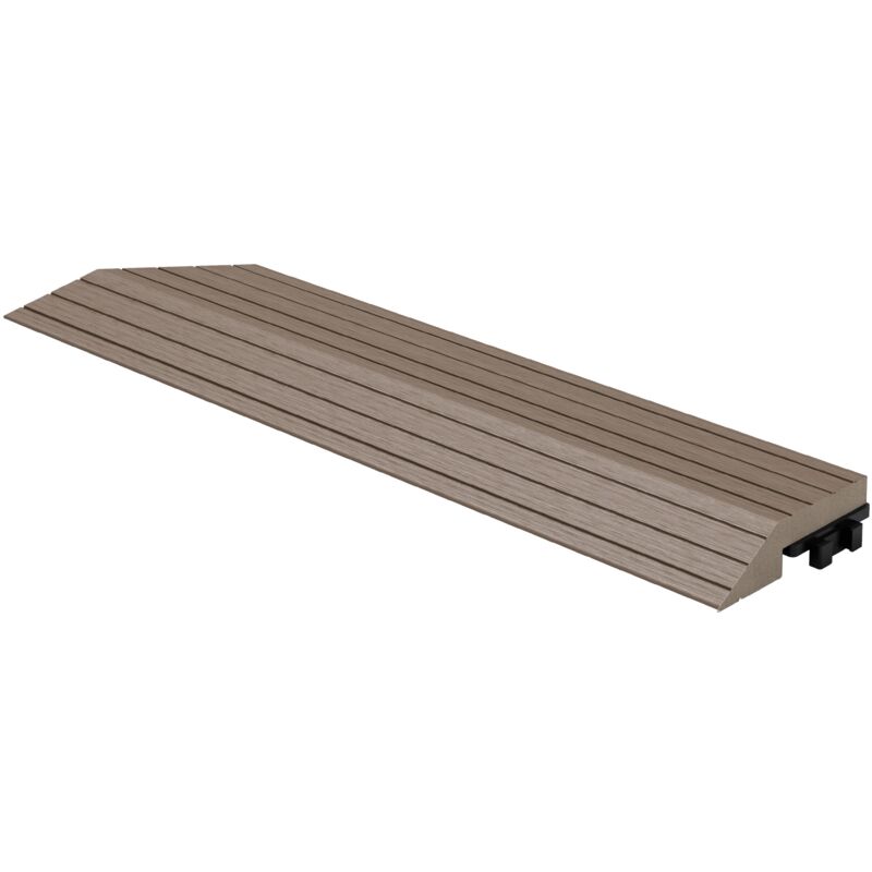 Ml-design - Wpc Abschlussleiste Ecke Links Dunkelbraun Für Terrassenfliesen, 38x2x7, 5 Cm, Holzoptik, Abdeckleiste Eckleiste Geriffelt Mit Drainage &
