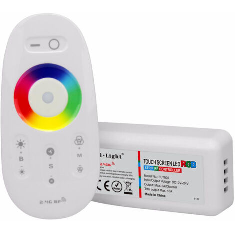 ML-FUT025: Controller RGB MiBoxer, ricevitore a 1 zona + telecomando 2.4G/Wi-Fi/Telecomando touch bianco, 1 zona, ...