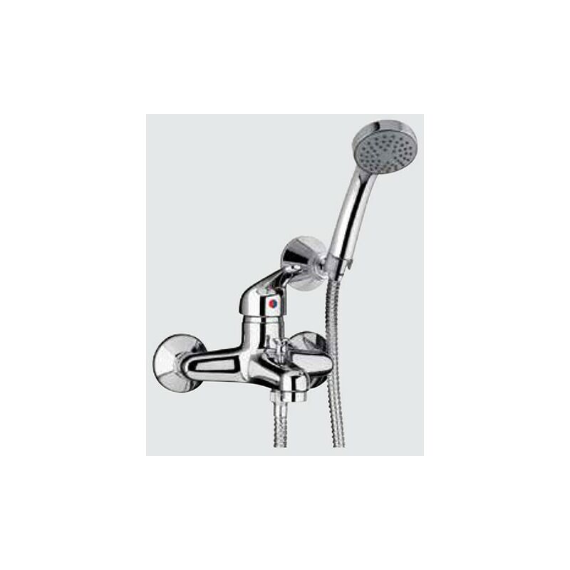 Mélangeur de bain extérieur Paini chromé complet avec douche et support mural
