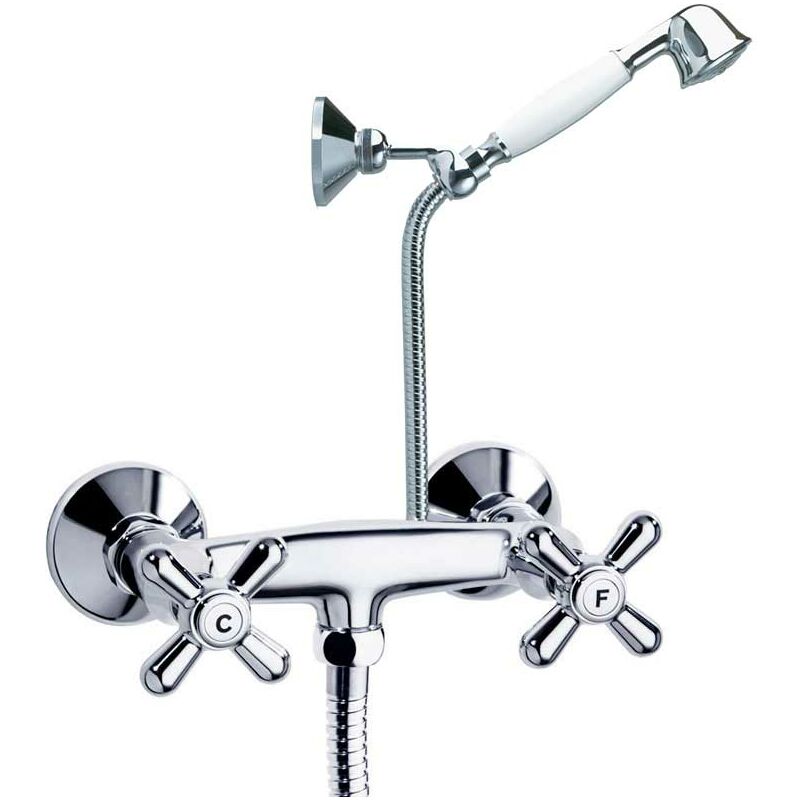 Mélangeur douche gaudi avec tête céramique 1/2 tour et ensemble flexible douchette Ramon Soler 3108CG