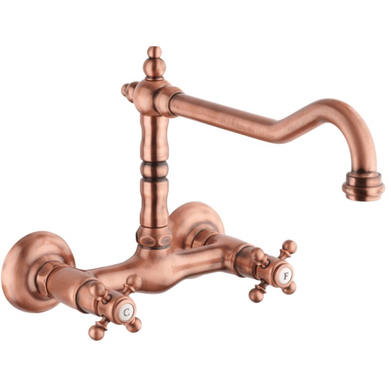 Mélangeur d'évier mural Tiffany Bec Style Vieux Cuivre