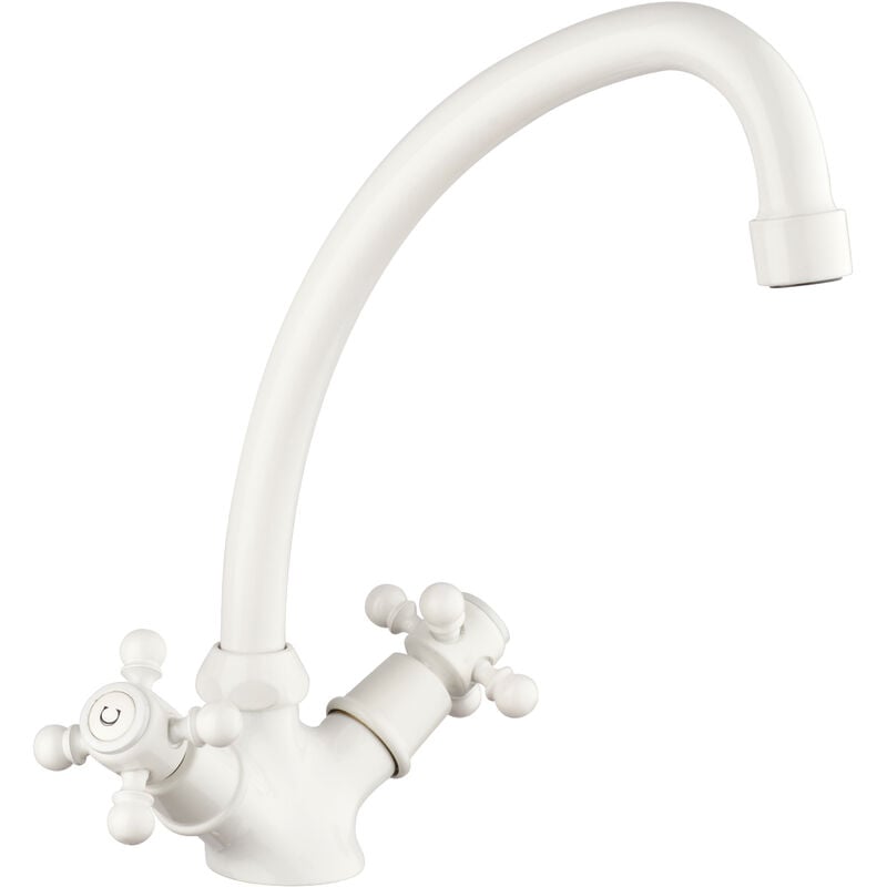 Mitigeur d'évier Tiffany bec Col de Cygne Blanc