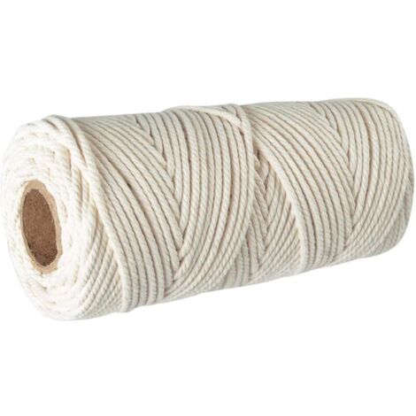 mm Baumwoll-Makrameeschnur, 100 m Baumwollgarn, 100 % natürliches Makrameegarn, DIY-Geflechtschnur für Wandteppiche mit Pflanzenmotiven, Tischfahnenaufhänger, dekorative Hängearbeiten