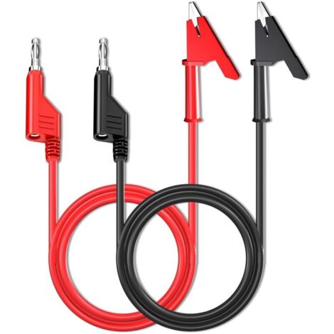 mm fiches banane empilables à pinces crocodiles fils de test cable flexible fil 2 pièces rouge noir 3,3 pieds/1 m pour tests électriques multimètre
