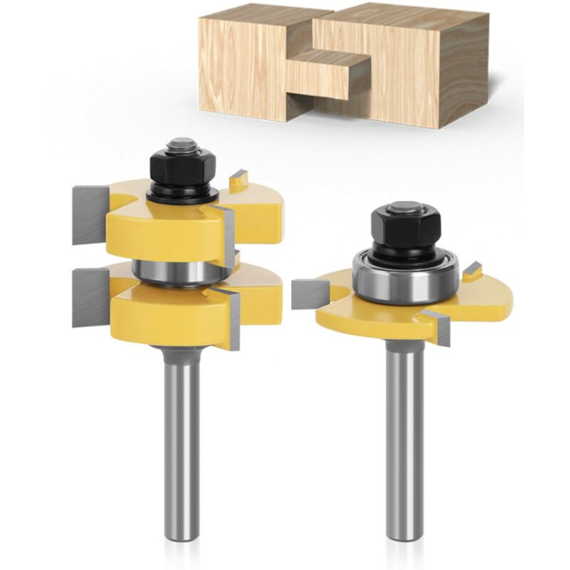 Mm Shank Matching Tongue and Groove Cutter Set 3 Flute t Shape Wood Cutter Woodworking Tool