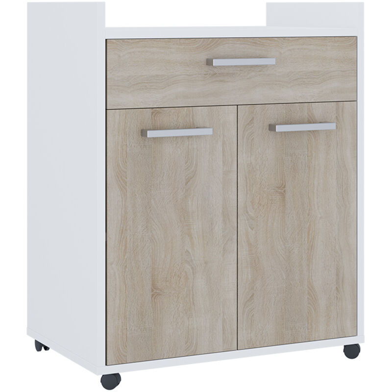 Caisson roulant Ansel, Blanc/Sonoma, 60x40cm avec tiroirs, Vicco Caisson roulant Ansel, Blanc/Sonoma, 60x40cm avec tiroirs, Vicco