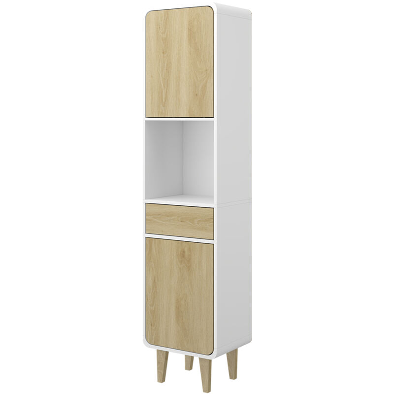 Badezimmermöbel Arla, Weiß/eiche, 40 X 161 Cm, Vicco