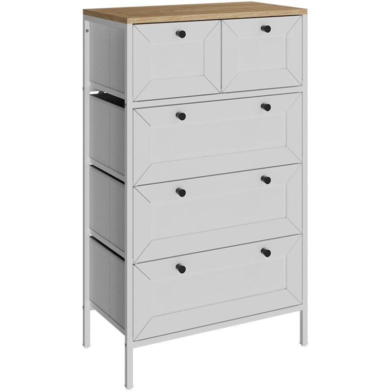 Table d'appoint Belaro, Blanc, 56x95cm avec 5 tiroirs Vicco