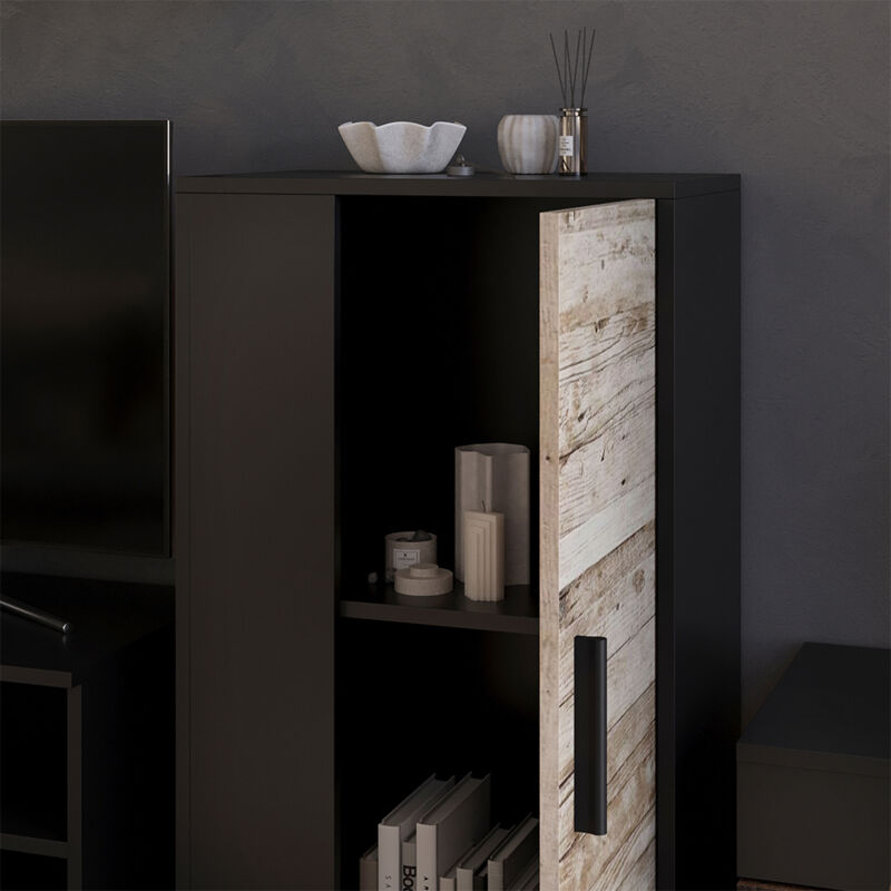 Vicco - Commode Berno, Noir/Chêne sable, 50.1x87.3cm avec 2 compartiments