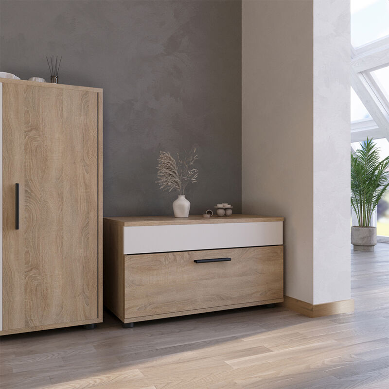 Vicco - Wohnzimmerschrank Berno, Sonoma/weiß, 70.8 X 38.9 Cm Mit Klapptür