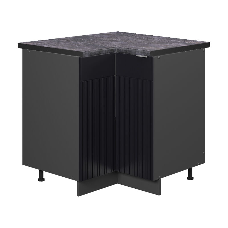 Vicco - Meuble d'angle Fame-Line, Noir rayé, 80.5 cm, pt Anthracite