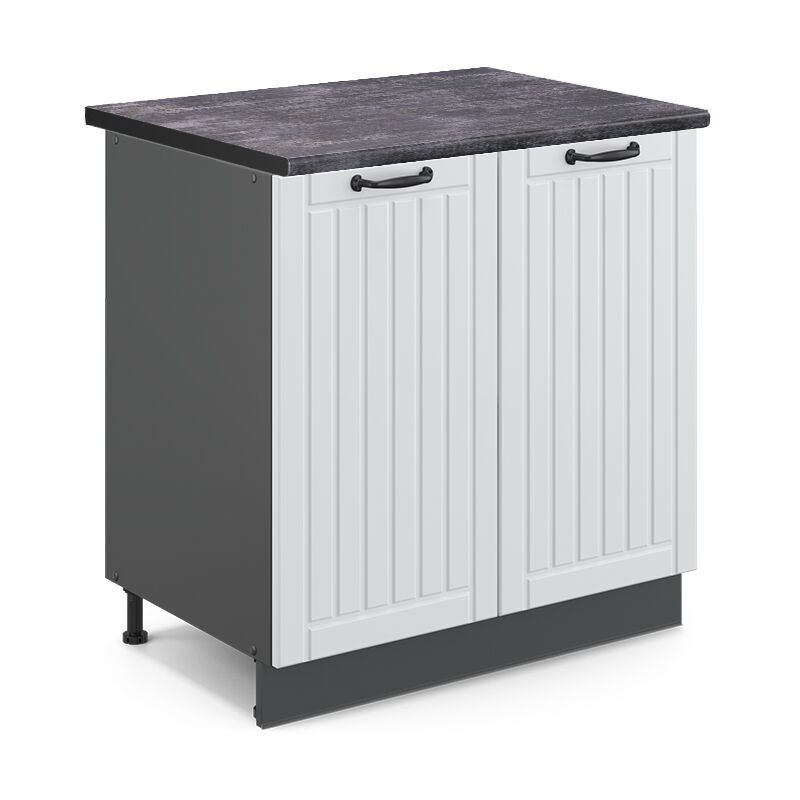 Vicco - Spülenunterschrank Fame-line, Weiß Landhaus, 80 Cm Mit Regal, Ap Anthrazit