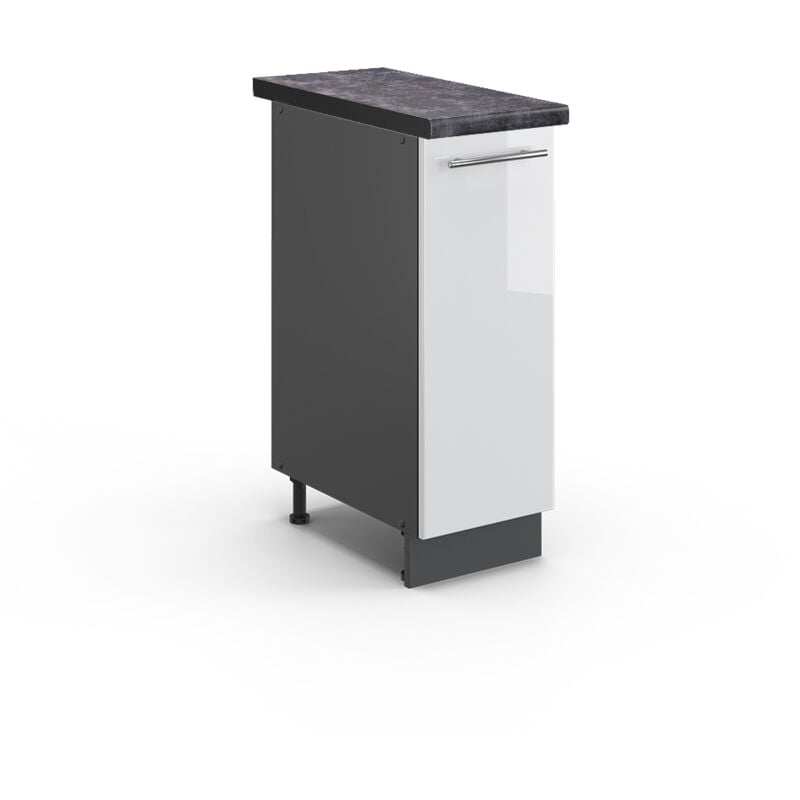 Meuble de cuisine Fame-Line, Blanc Haute brillance, 30 cm, pt Anthracite Vicco