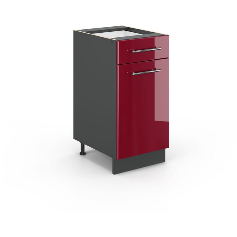 Meuble cuisine Fame-Line, Rouge bordeaux Haute brillance, 40 cm sans plan de travail, Vicco