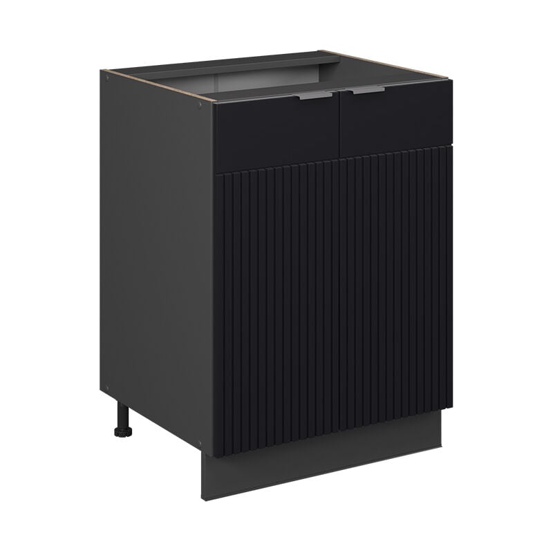 Meuble bas de cuisine Fame-Line, Noir rayé, 60 cm sans plan de travail Vicco